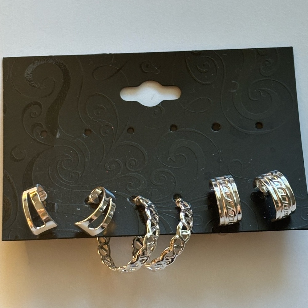 Elegant Silver Hoop and Stud Earring Set